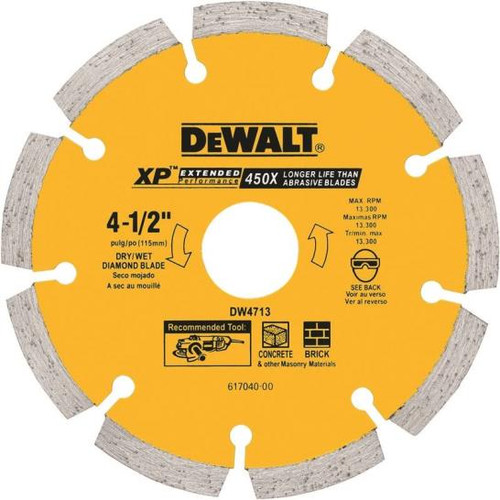 DeWalt- DW4713- Segmented Rim Circular Saw Blade- 4-1/2 in Dia x 0.06 in