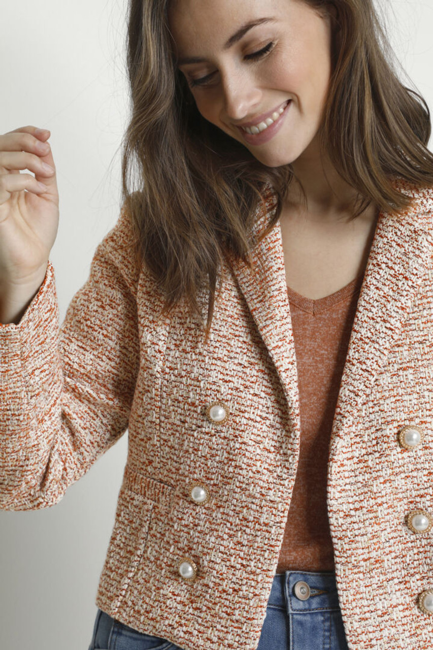 Cream Short Tweed Blazer