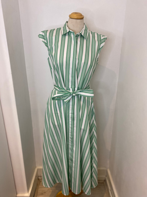 Emme 100% Cotton Green Stripe Shirt Dress