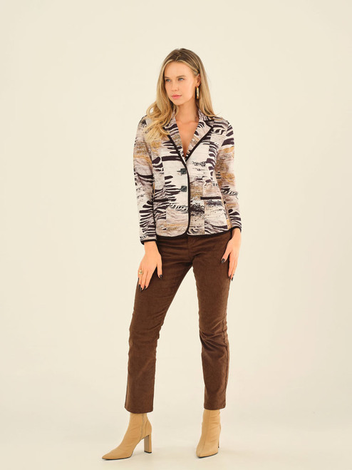 Dolcezza animal print Blazer trimmed in black