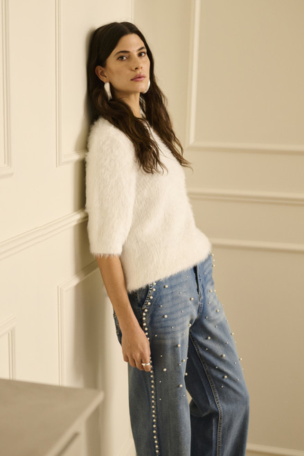 Cream Clothing Short sleeve Winter white sweater