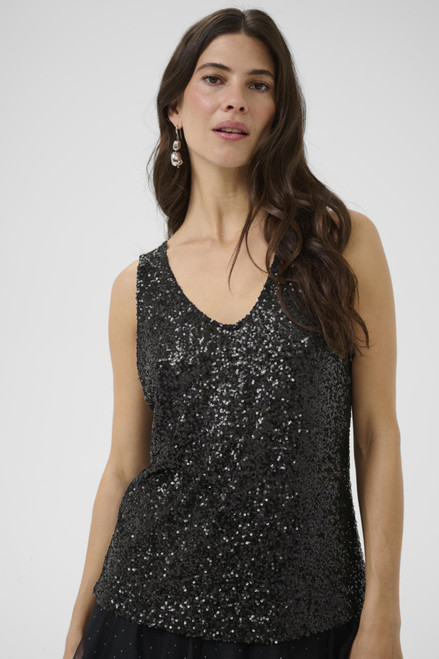 Cream Clothing V Neck fine sequin Camisole, CRDiddi,