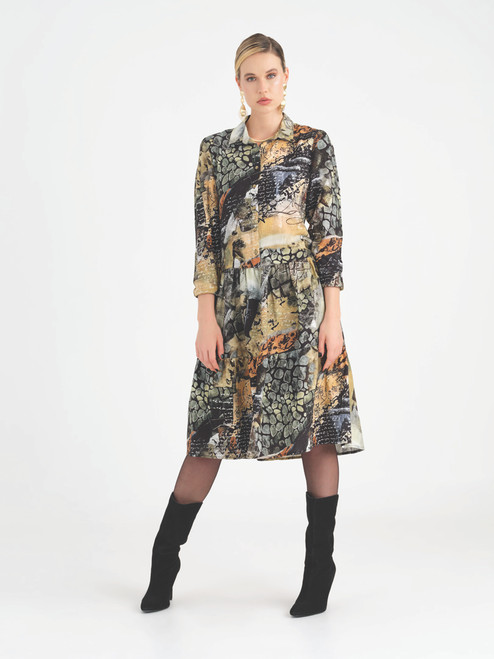 Dolcezza "Posted" print tiered shirt dress