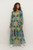 Cream Green/Blue Printed Long Dress