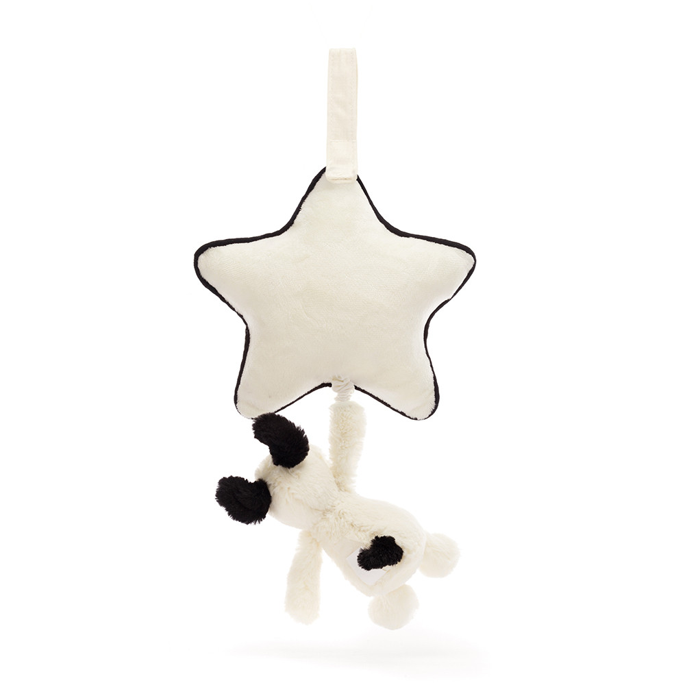 Bashful Black & Cream Puppy Musical Pull - Official Jellycat