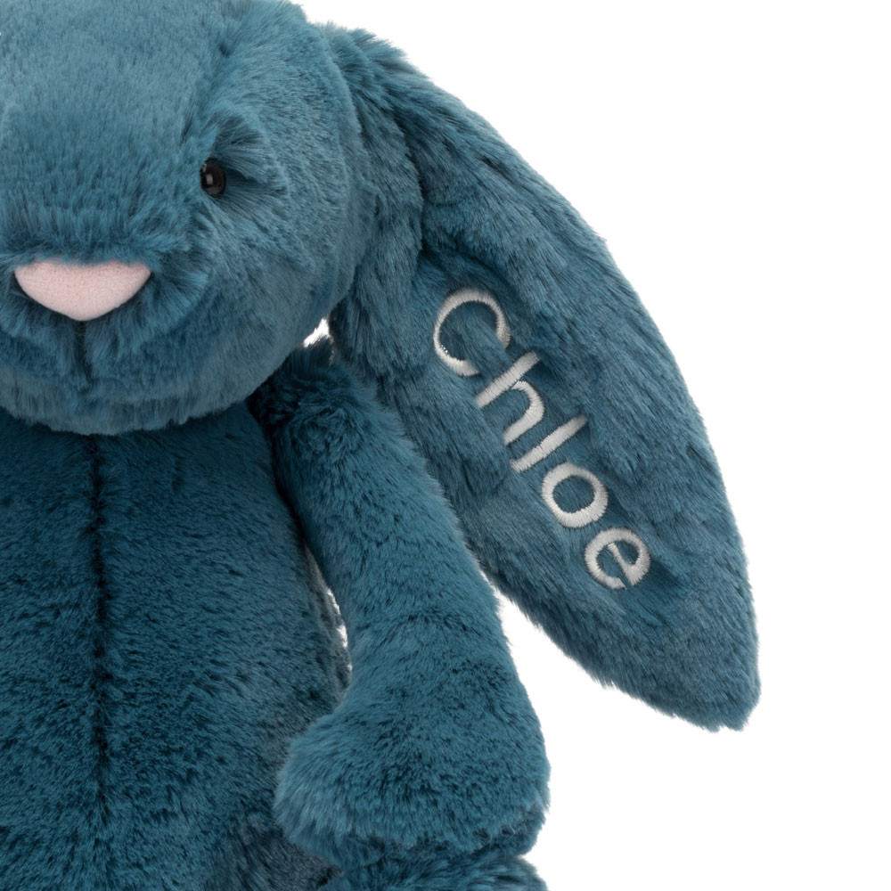 Personalised Bashful Mineral Blue Bunny Medium, View 3