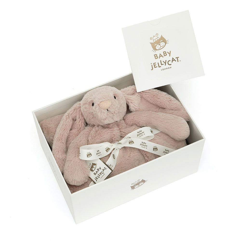 Personalized Bashful Luxe Bunny Rosa Blankie - Official Jellycat