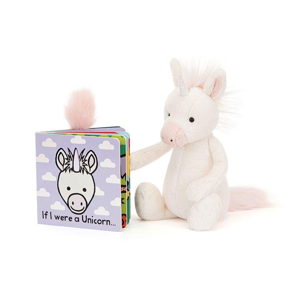 If I Were a Unicorn Board Book and Bashful Unicorn - Official Jellycat