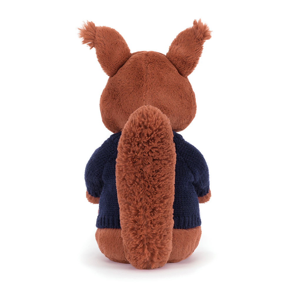 Bashful Squirrel with Personalised Navy Jumper, View 4
