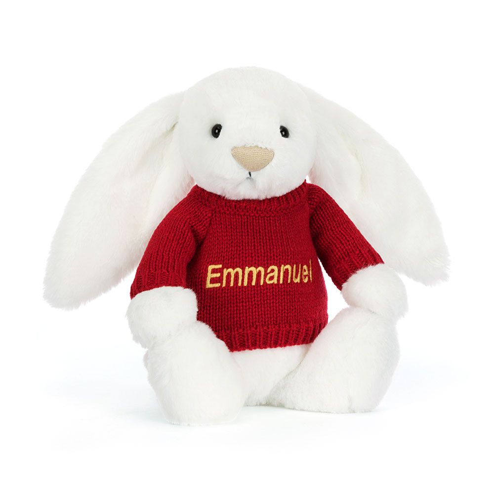 Bashful Luxe Bunny Luna with Personalized Red Jumper - Official