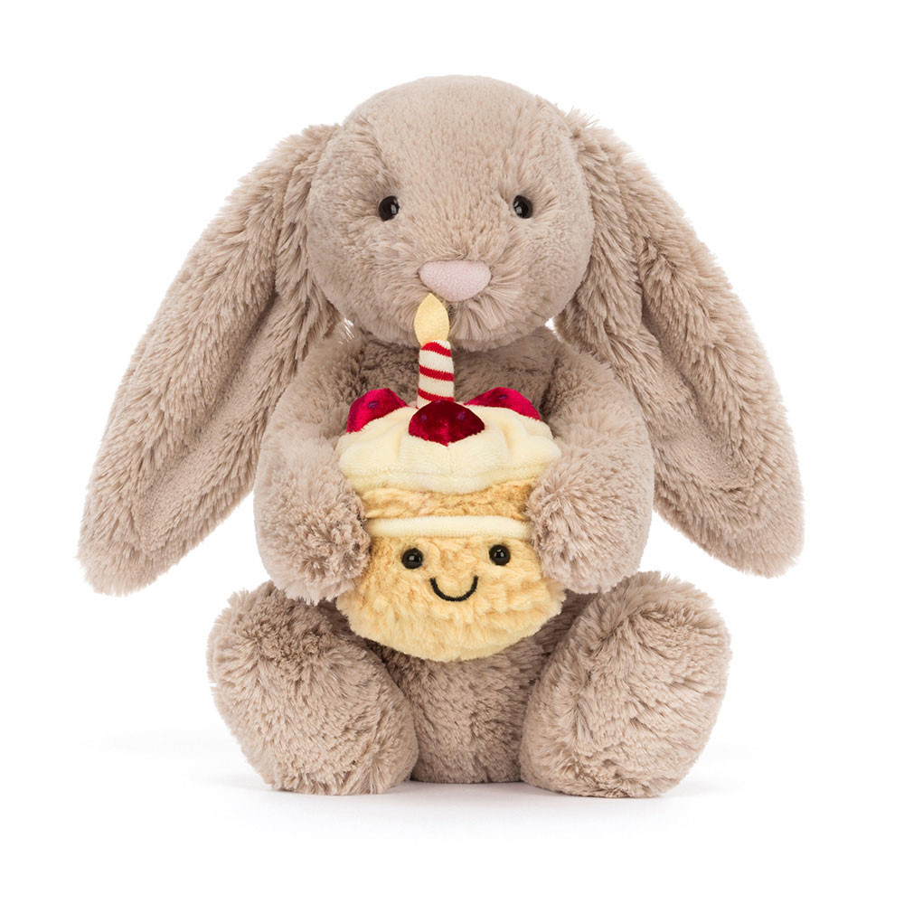 ジェリーキャット ベージュバニー バースデー Bunny Birthday Bashful Beige Bunny 'Birthday' - Official Jellycat