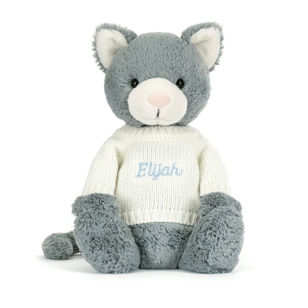 Bashful Kitten with Personalized Cream Jumper - Official Jellycat