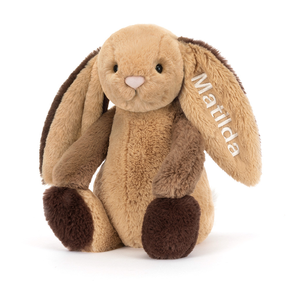 ぬいぐるみ Bashful PatchworkCoraliaBunny Personalized Bashful Patchwork Brown Bunny - Official Jellycat