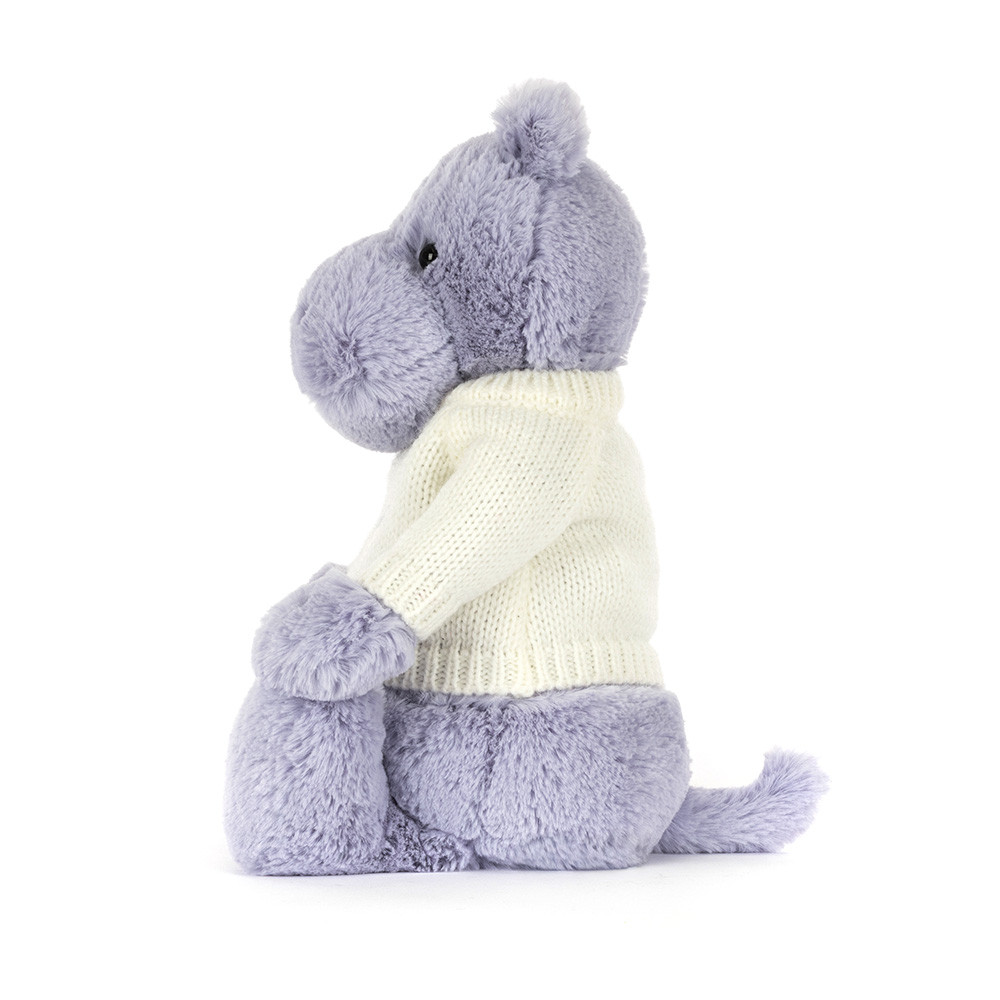Bashful Hippo with Personalized Cream Jumper - Official Jellycat