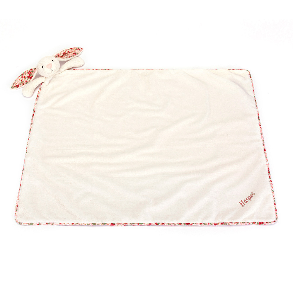 Personalized Blossom Cream Bunny 'Berry' Blankie - Official Jellycat