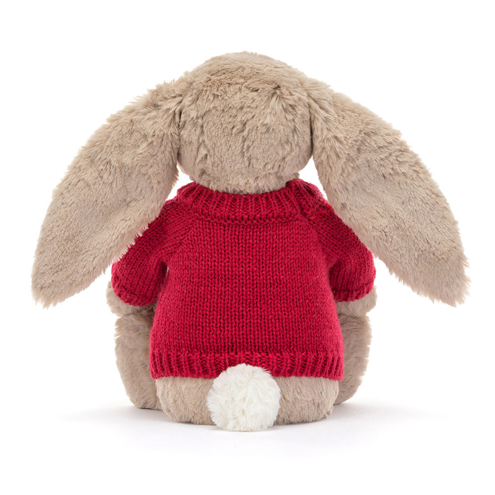 Blossom Beige Bunny 'Petal' with Personalised Red Jumper
