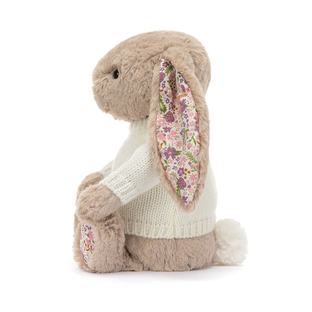 Bashful Beige Bunny 'Petal' with Personalized Cream Jumper