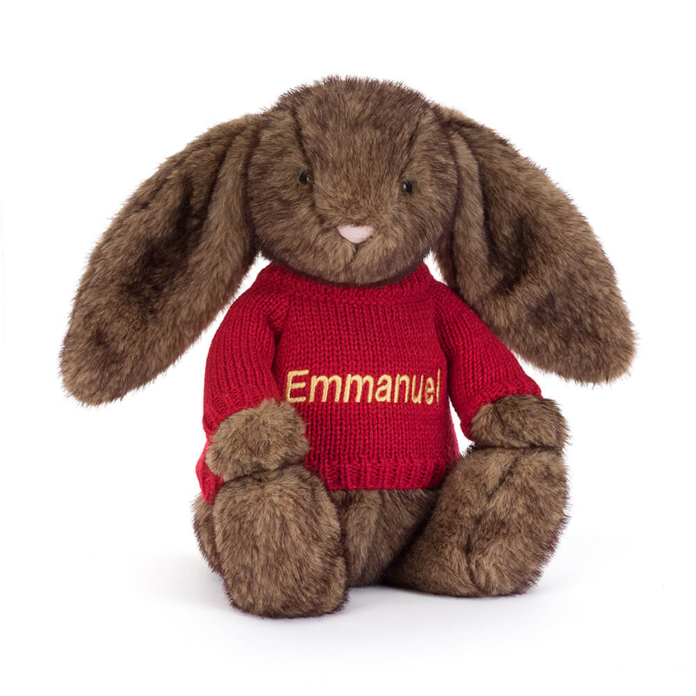 Hoppleston Luxe Bunny with Personalized Red Jumper - Official Jellycat