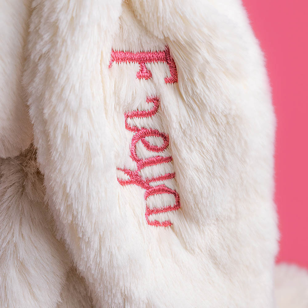 Personalized Cream Bunny with Rose - Official Jellycat