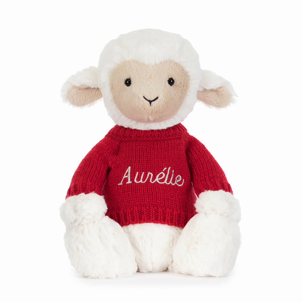 Skipson Lamb with Personalized Red Jumper - Official Jellycat