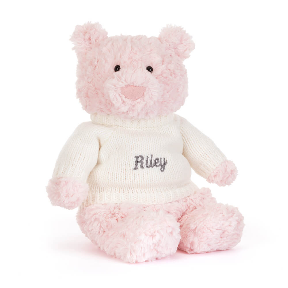 Leola Bear with Personalized Cream Jumper - Official Jellycat