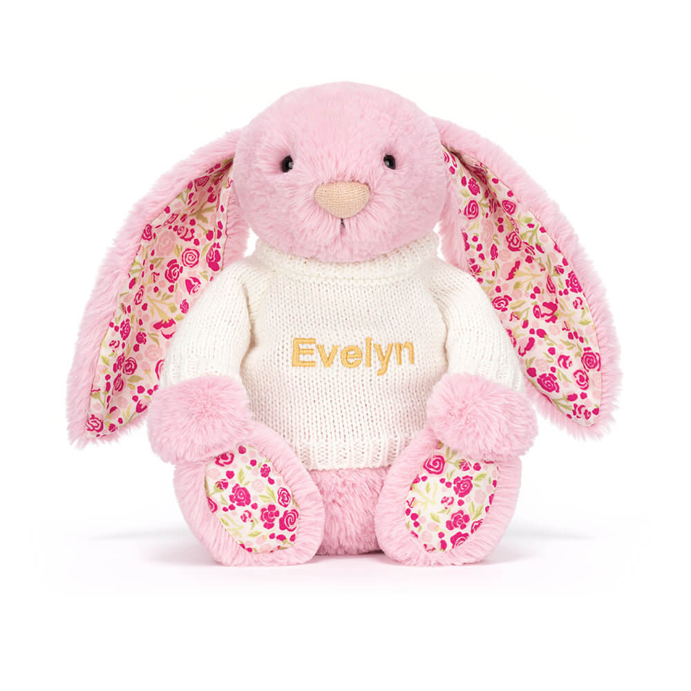 Blushkin Blossom Luxe Bunny with Personalized Cream Jumper