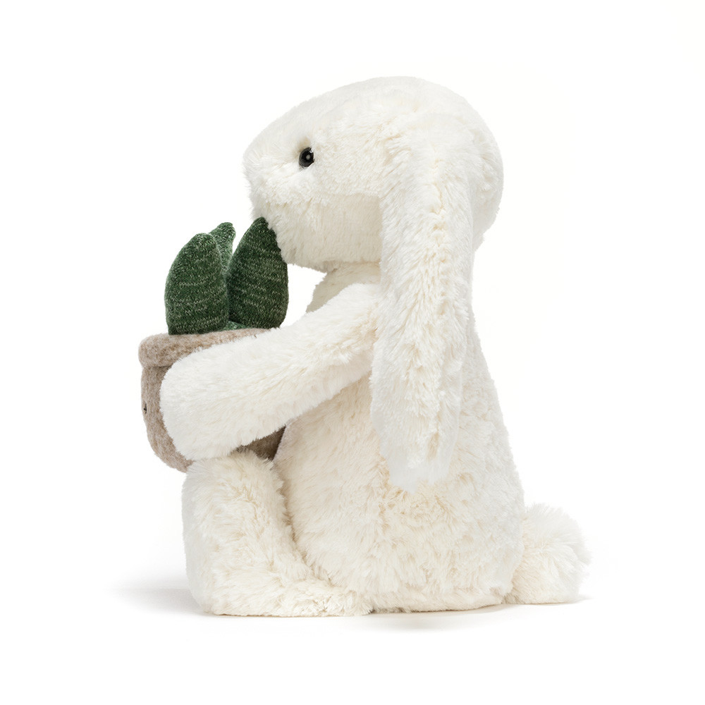 Cream Bunny with Plant - Official Jellycat