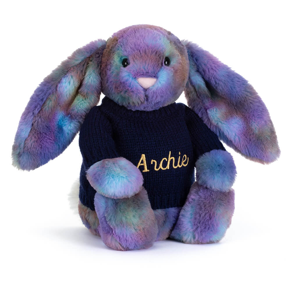 Zodihop Luxe Bunny with Personalized Navy Jumper - Official Jellycat