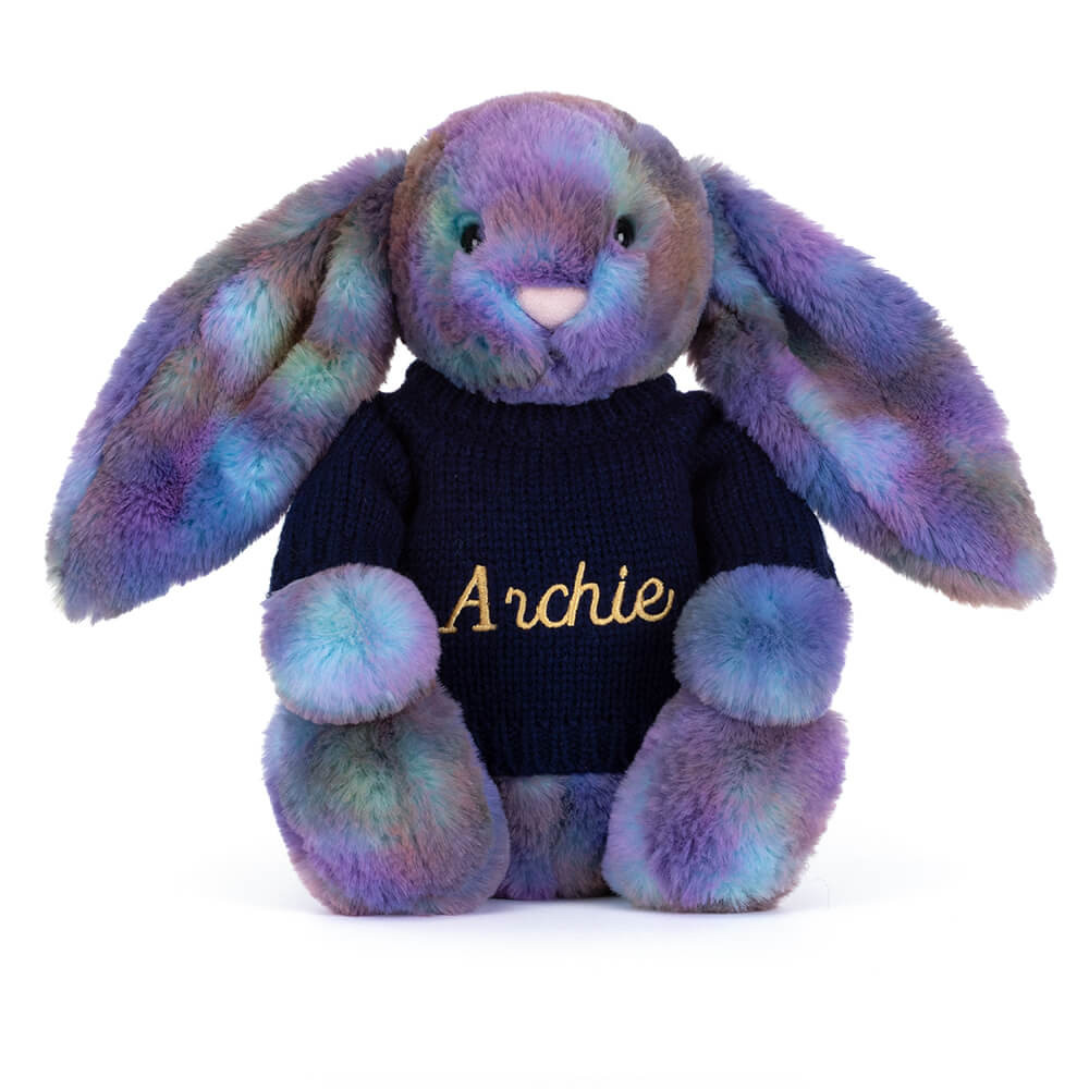 Zodihop Luxe Bunny with Personalized Navy Jumper - Official Jellycat