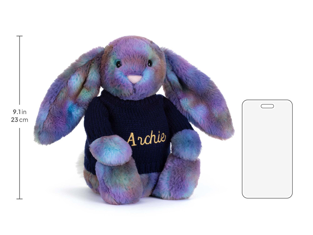 Zodihop Luxe Bunny with Personalized Navy Jumper - Official Jellycat