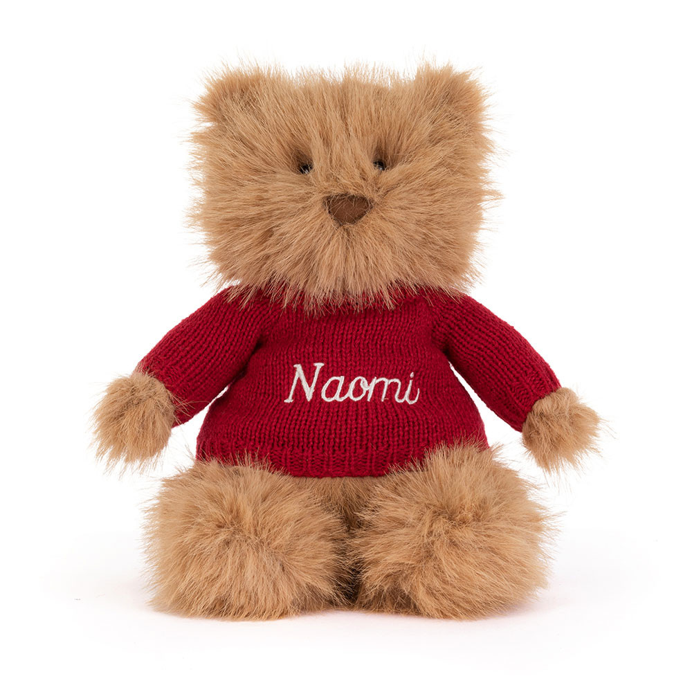 Bartholomew Bear Bouffant with Personalized Red Jumper - Official