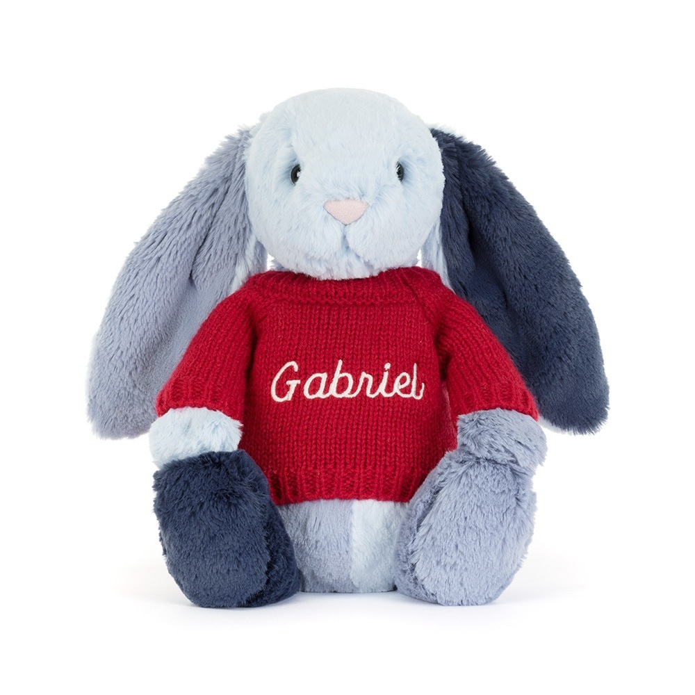 Puddlesea Bunny with Personalized Red Jumper - Official Jellycat