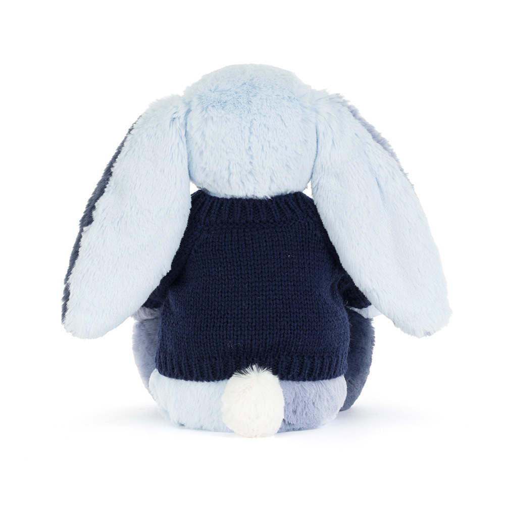 Puddlesea Bunny with Personalized Navy Jumper - Official Jellycat
