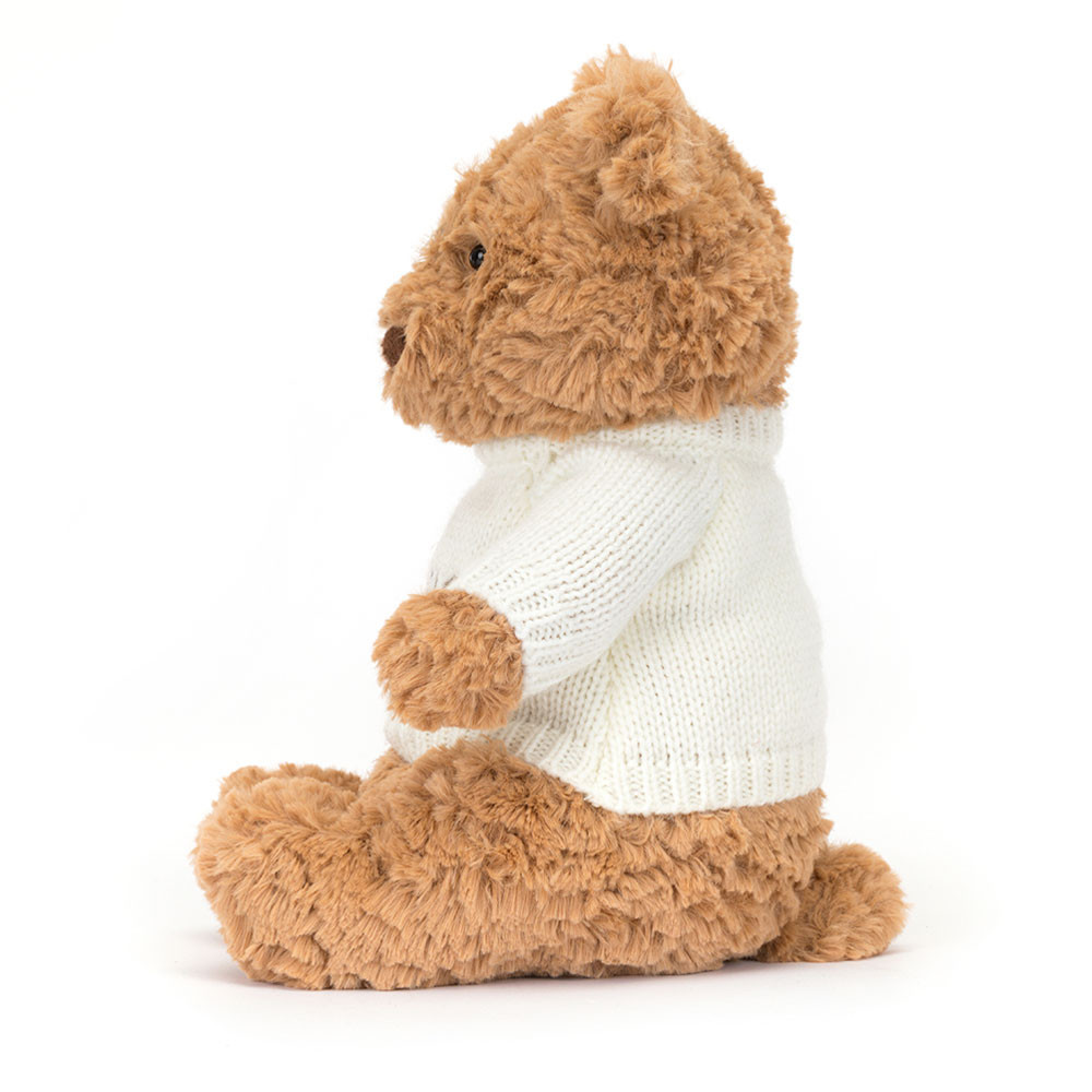Bartholomew Bear with Personalised Cream Jumper - Official Jellycat
