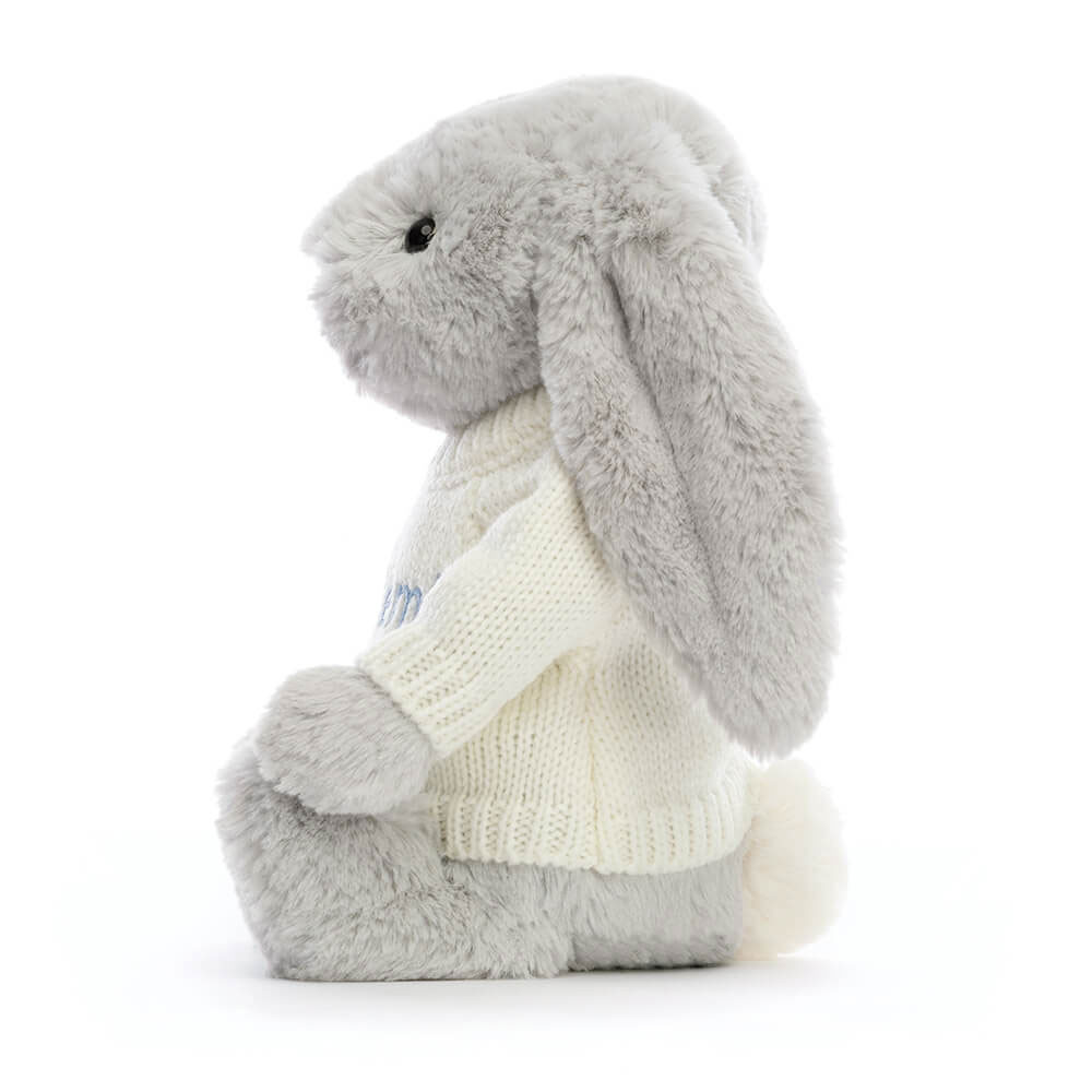 Bashful Silver Bunny with Personalized Cream Jumper - Official