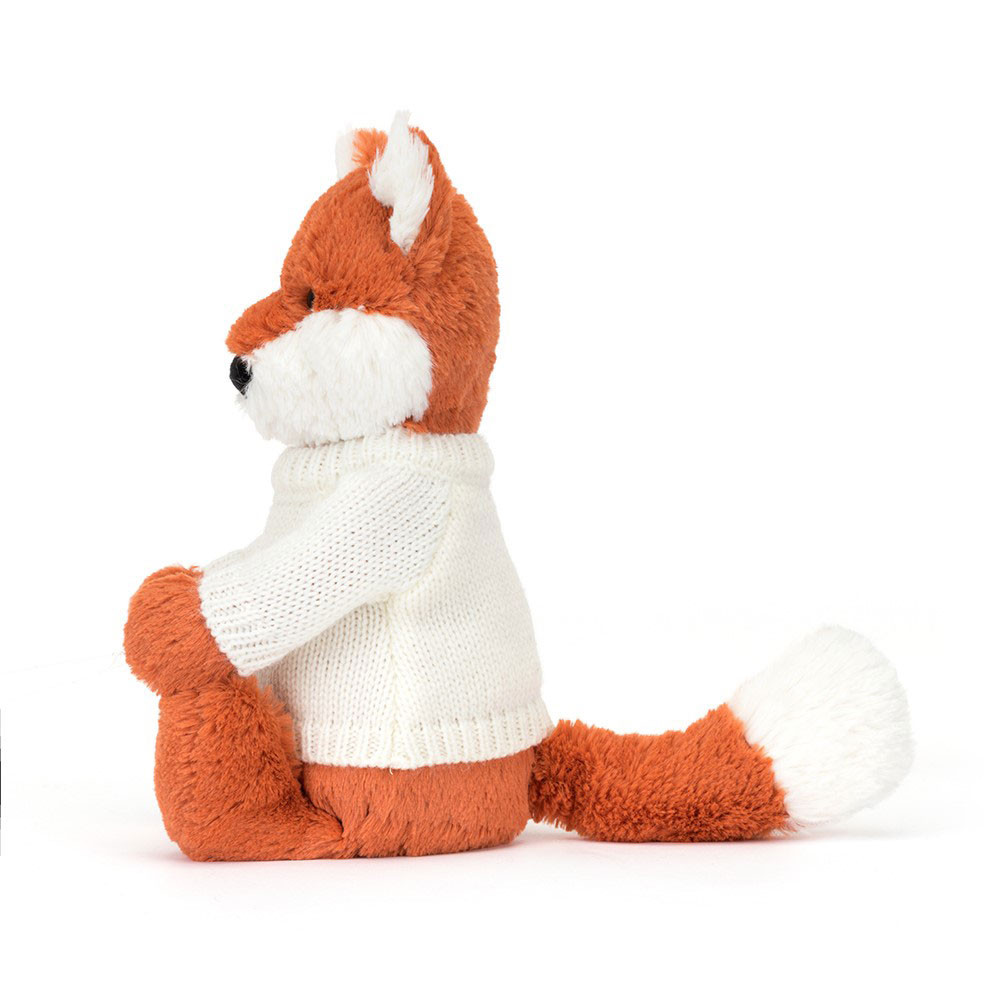 Bashful Fox Cub with Personalized Cream Jumper - Official Jellycat