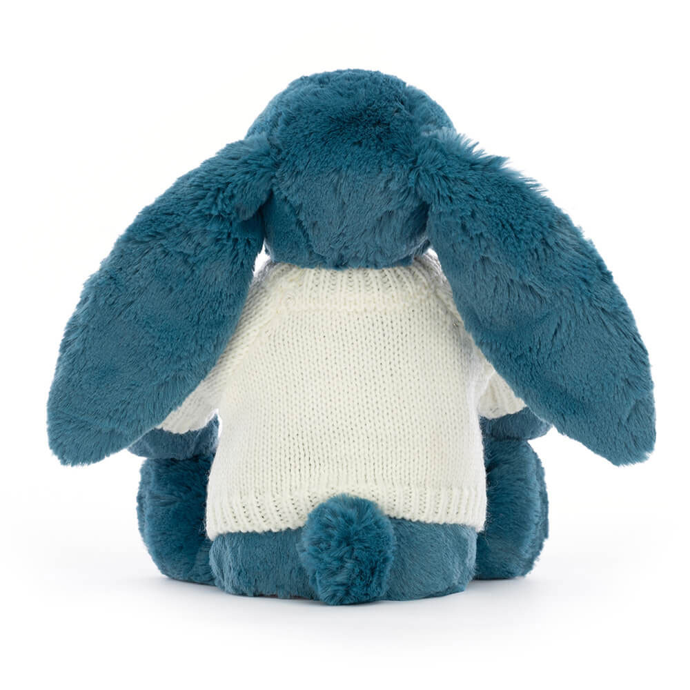 Bashful Mineral Blue Bunny with Personalized Cream Jumper