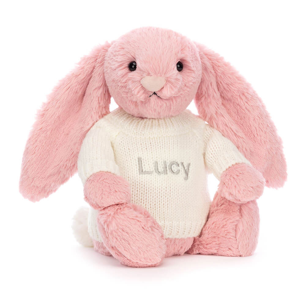 Bashful Petal Bunny with Personalized Cream Jumper - Official Jellycat