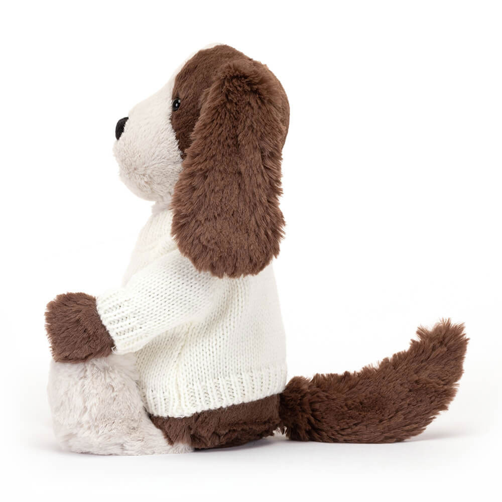 Bashful Fudge Puppy with Personalized Cream Jumper - Official Jellycat