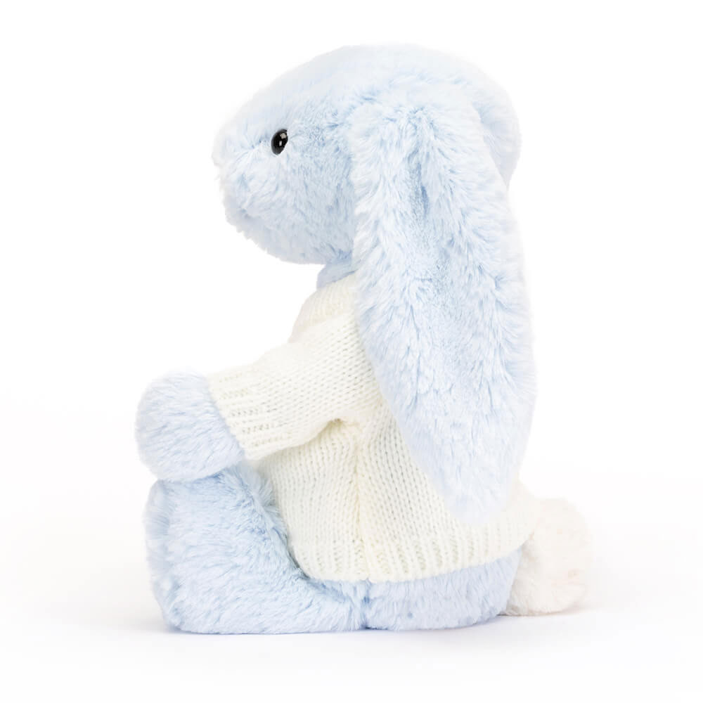 Bashful Blue Bunny with Personalized Cream Jumper - Official Jellycat
