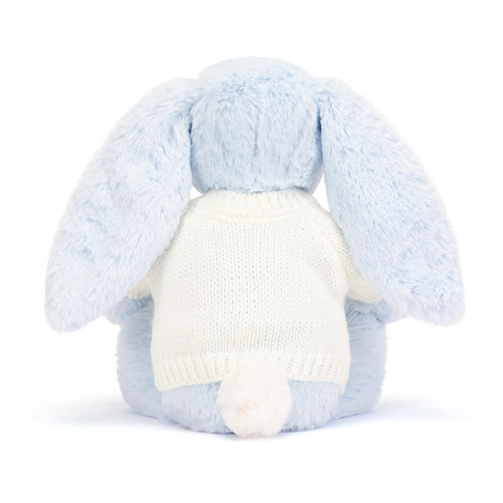 Bashful Blue Bunny with Personalized Cream Jumper - Official Jellycat