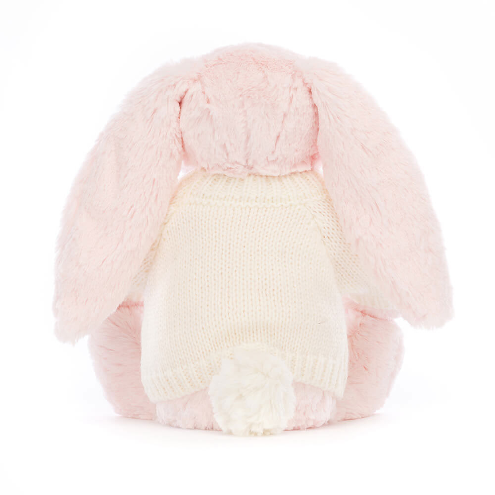 Bashful Pink Bunny with Personalized Cream Jumper - Official Jellycat