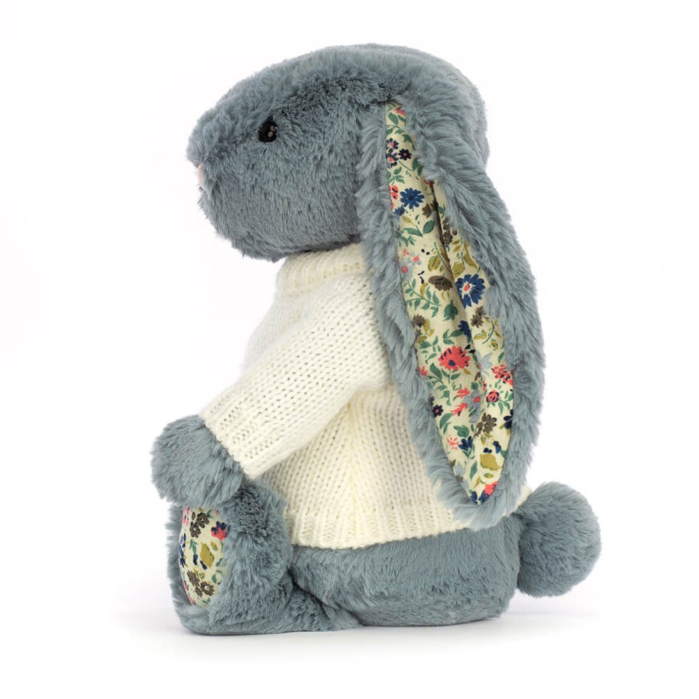 Blossom Dusky Blue Bunny with Personalized Cream Jumper