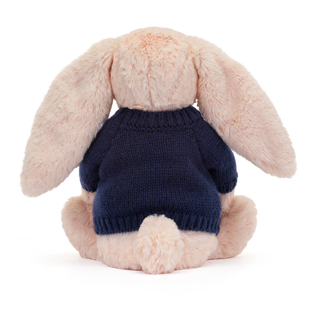 Bashful Blush Bunny with Personalized Navy Jumper - Official Jellycat