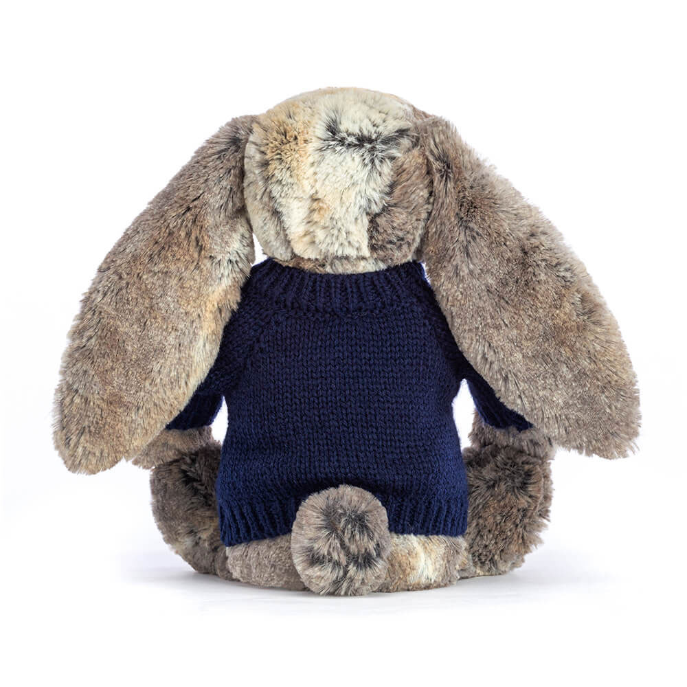 Bashful Cottontail Bunny with Personalized Navy Jumper - Official