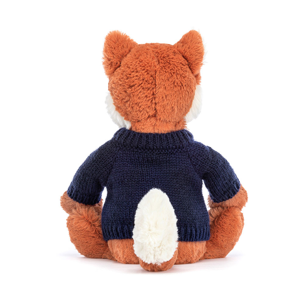 Bashful Fox Cub with Personalized Navy Jumper - Official Jellycat