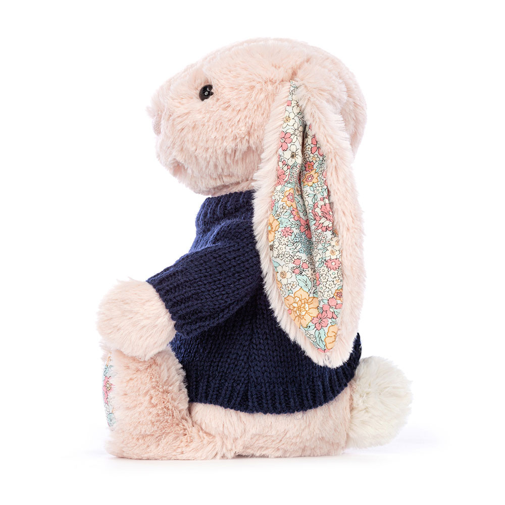 Blossom Blush Bunny with Personalised Navy Jumper, View 3