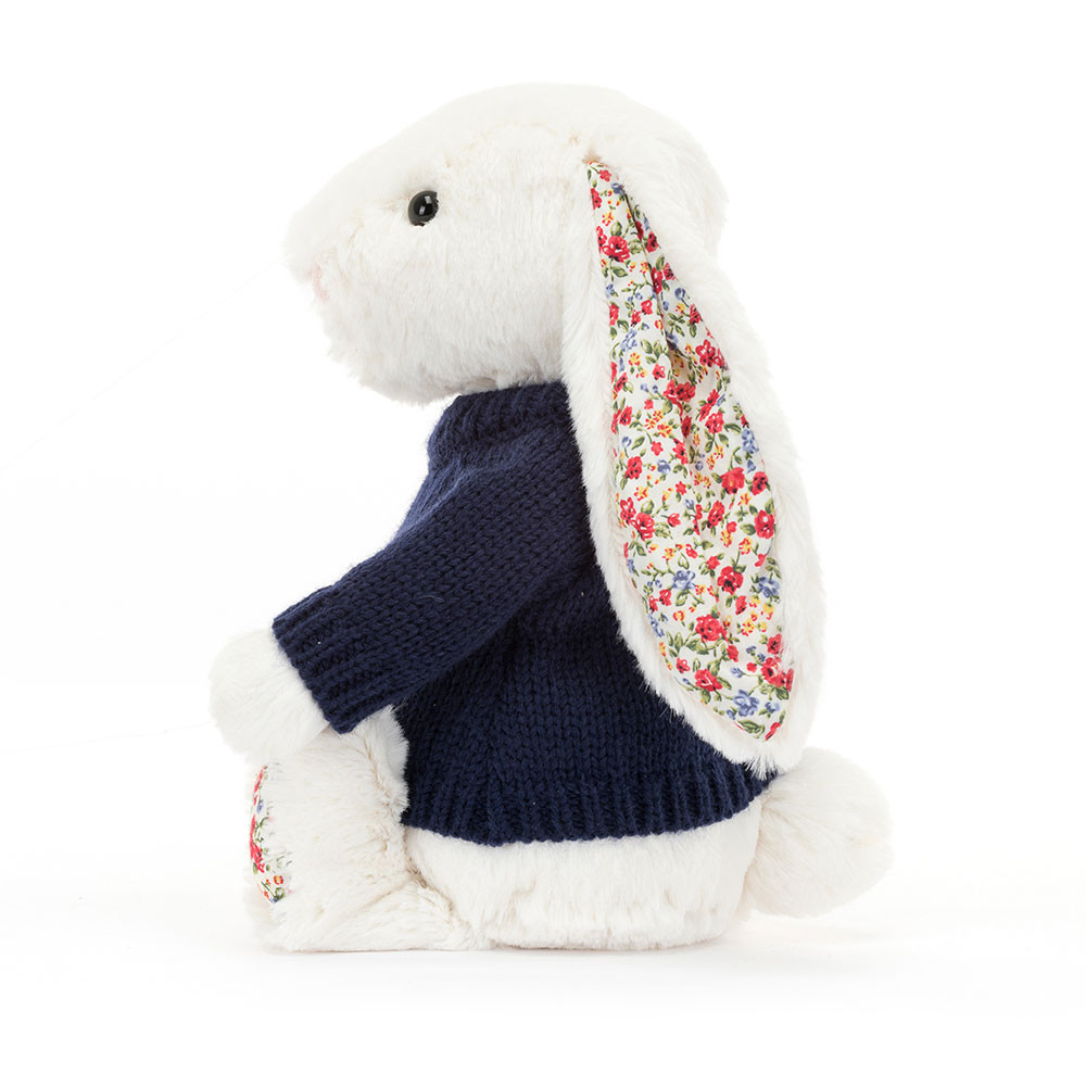 Blossom Cream Bunny with Personalised Navy Jumper, View 3