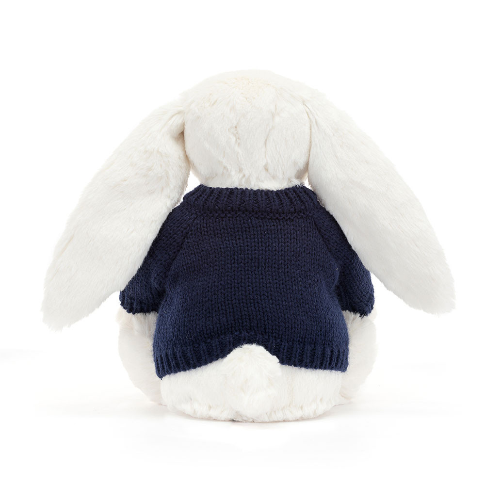 Blossom Cream Bunny with Personalised Navy Jumper, View 4