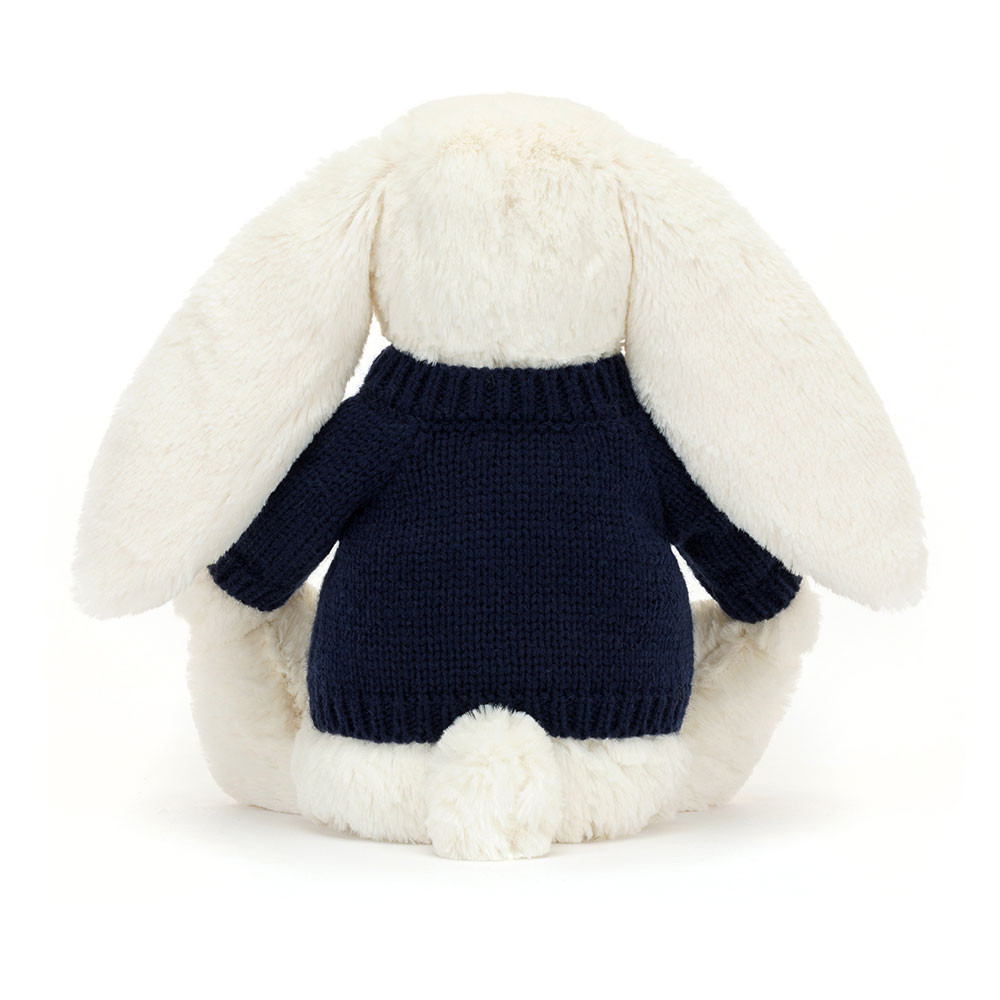 Blossom Cherry Bunny with Personalized Navy Jumper